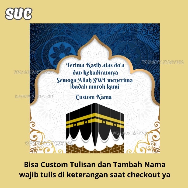 Stiker oleh-oleh Umroh dan haji Terima Kasih atas doa dan kehadirannya dekorasi kemasan souvenir hampers parcel segel hiasan dus box kotak paperbag goodiebag tasyakuran label sticker bingkisan bisa custom nama tulisan hajj