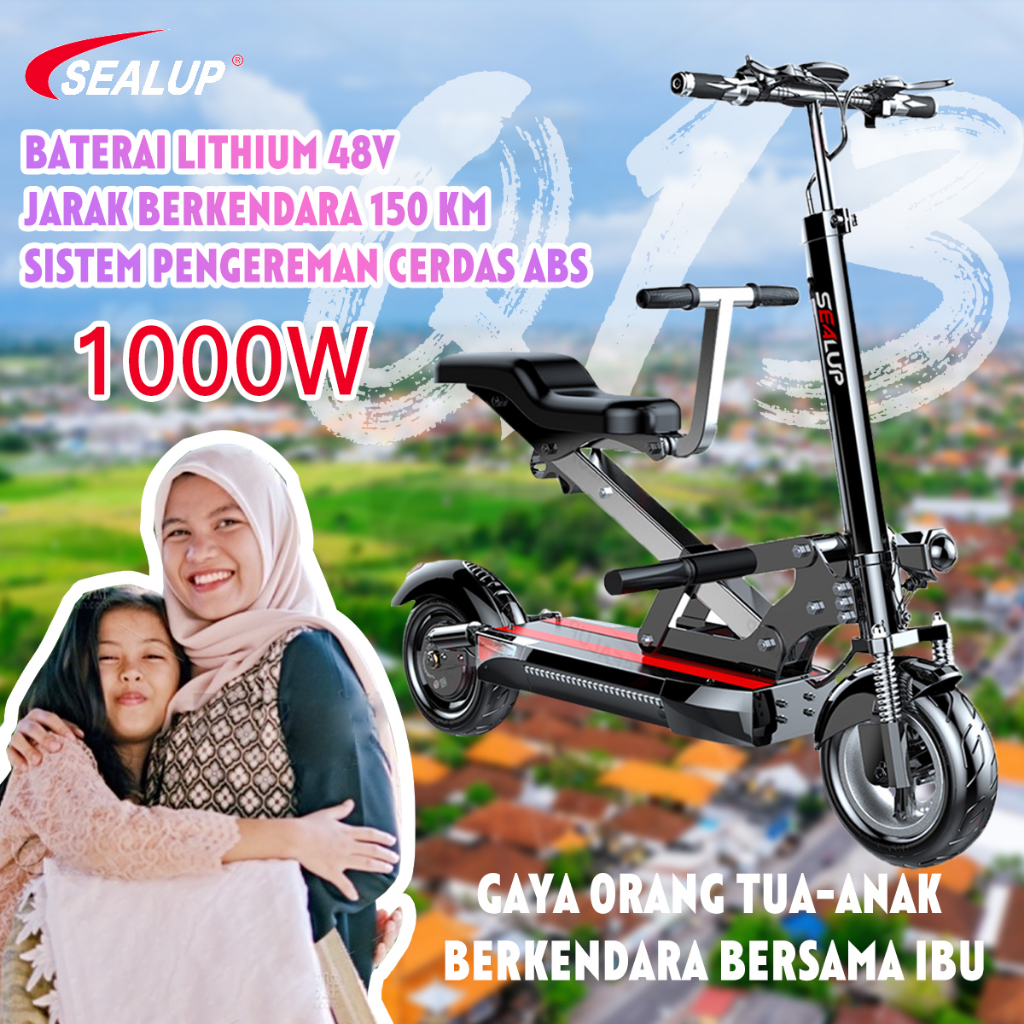 【mode muda】SEALUP™ XLP- Q13 Skuter Listrik Premium Tahan Air Lipat 11 Inci Ban Vakum Kecepatan Dises