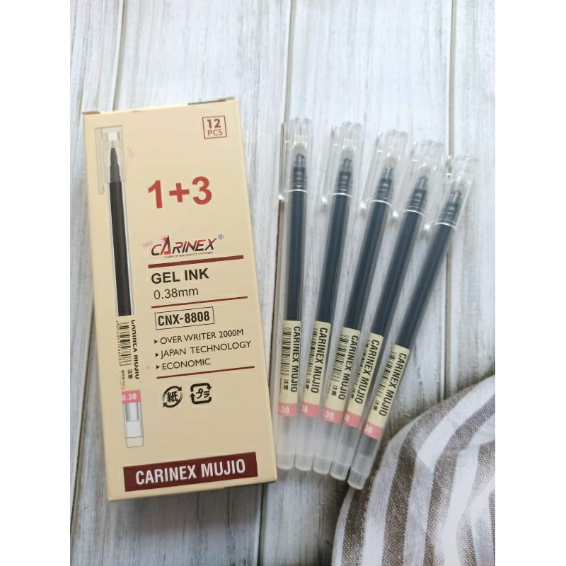 

(12PC) BOLPOIN CARINEX MUJIO CNX-8808 TINTA HITAM 0.38