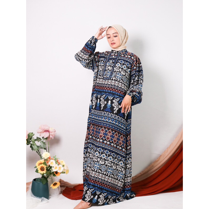 Gamis dress rayon amor premium busui friendly kancing