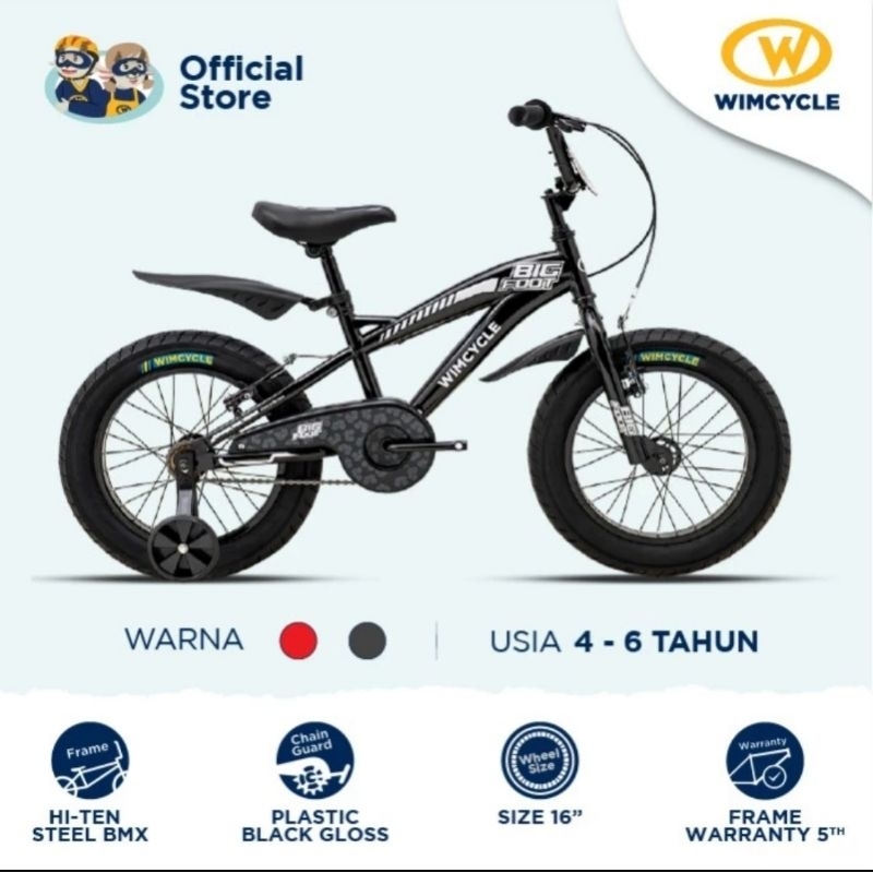 Sepeda Anak BMX Wimcycle Bigfoot 16Inch Ban Jumbo 3.0
