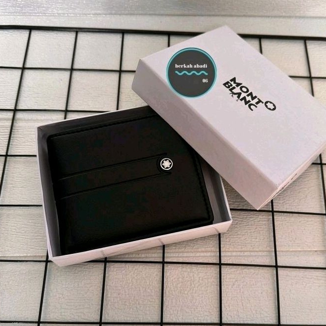 Dompet Lipat MB Logo pria kulit Slim Premium branded Mont Blanc pria