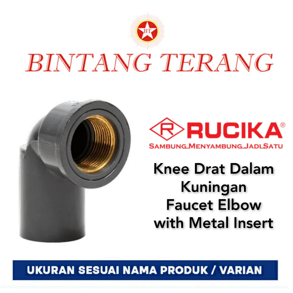 keni drat dalam kuningan 3/4" Rucika / Elbow drat dalam / Faucet Elbow with MI / Knee Drat Dalam / K