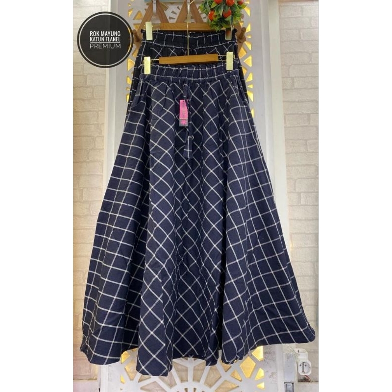 ROK KOTAK FLANEL ROK PAYUNG KOTAK FLANEL ROK FLANEL IMPOR MAXI KOTAK KOTAK KOREAN
