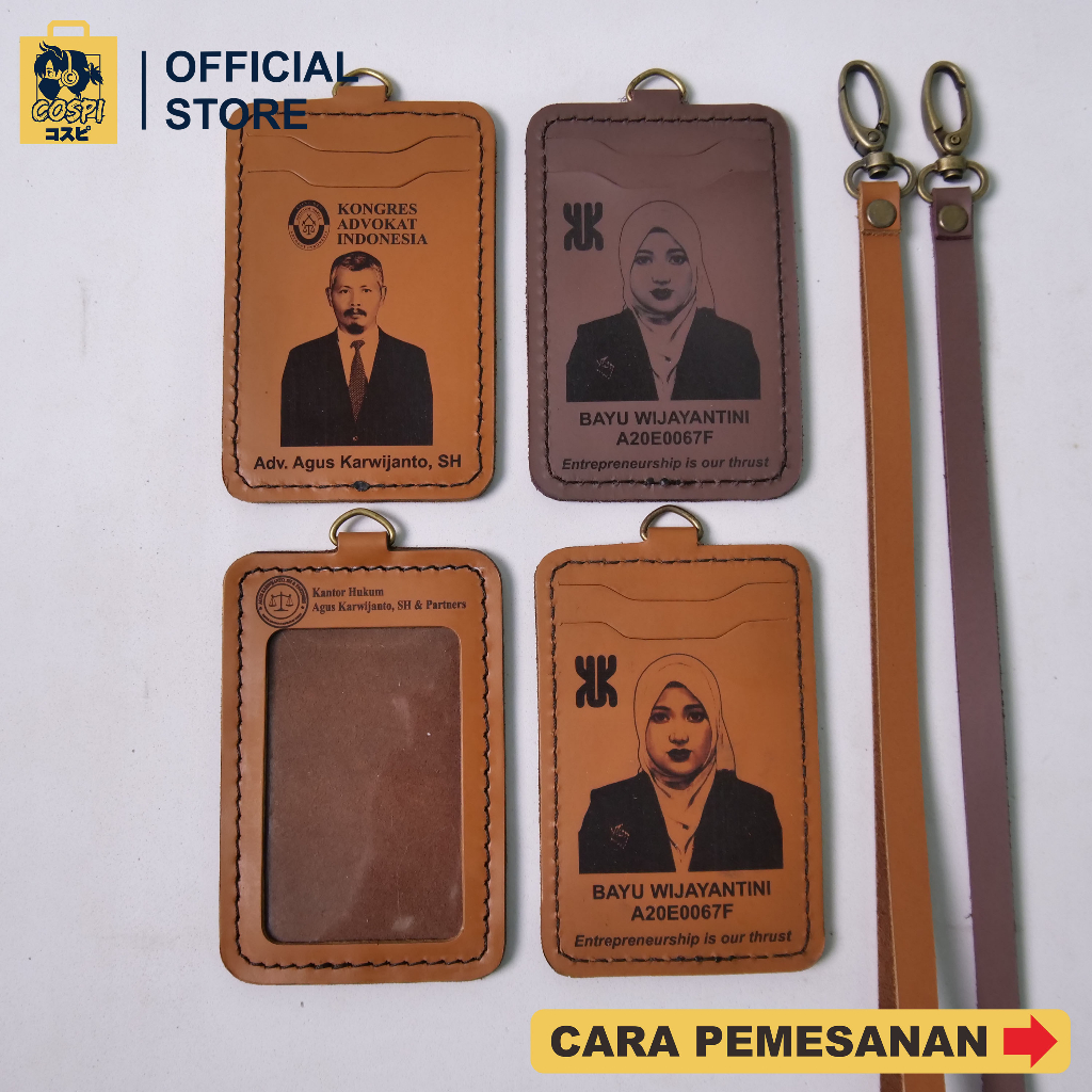 

Leather ID Card Holder - 2 Slot Card ID Card Holder - ID Card Holder Kulit - Customize