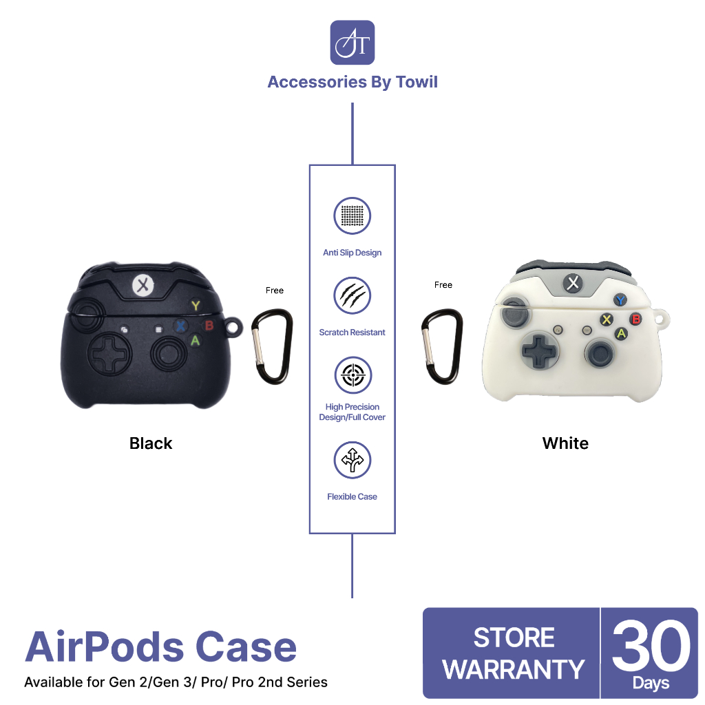 Xbox Stick Game Console AirPods Pro Case Silicone Case Bumper White Softcase Airpods Apple gen 2/1