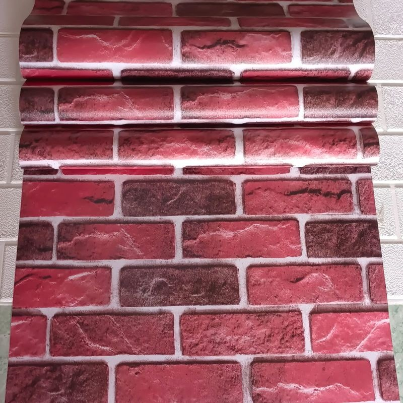 Wallpaper Dinding Bata Merah KCT 6708  45cm X 8meter Stiker Dinding Bata Merah Hiasan Dinding