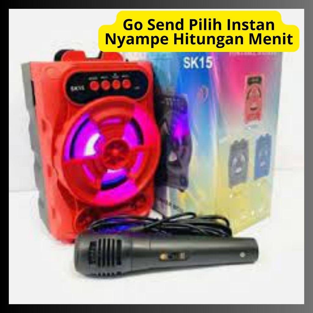 Speaker Bluetooth Karaoke SK15 Free mic Karaoke hitam/speaker bluetooth portable/speaker karaoke