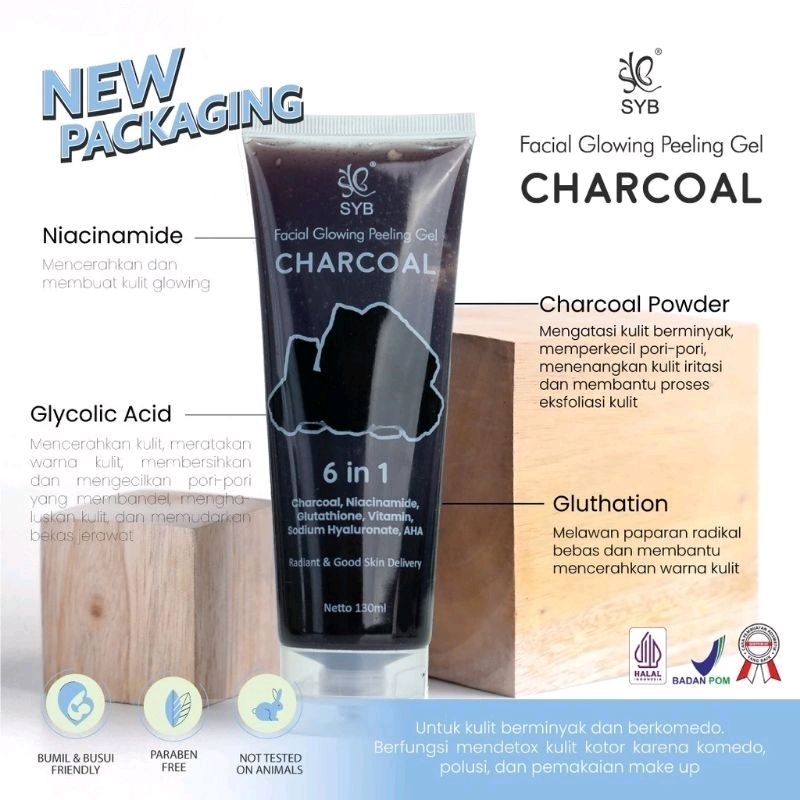 FACIAL GLOWING PEELING GEL CHARCOAL | PEELING GEL WAJAH | PEELING GEL TERBARU