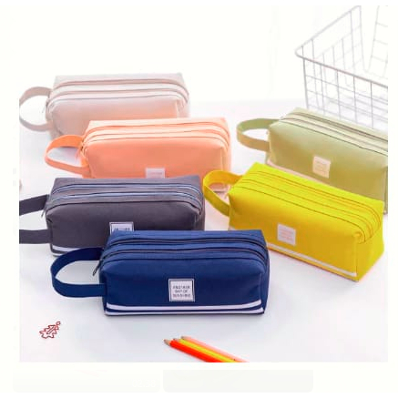 

3262 - Kotak Pensil Kain / Kotak Pensil Dan Stationery Dual Zipper / Tempat Alat Tulis Perlengkapan Sekolah 2 Sisi / Kotak Pensil 2 Pouch
