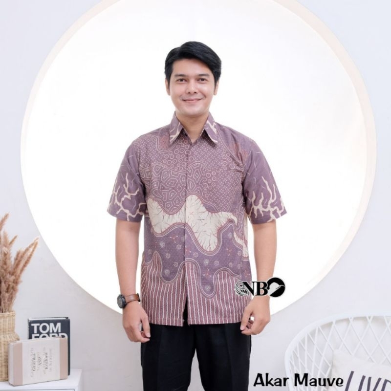LAKUNA BATIK Baju batik pria modern lengan pendek kemeja pendek pria modis lilac 10 motif