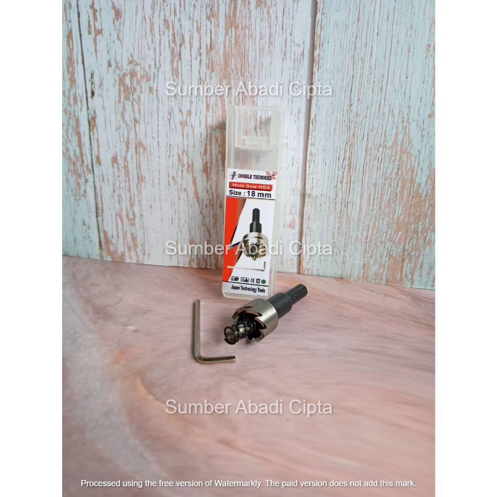 DOUBLE THUNDER 18 MM Hole Saw Besi HSS Mata Bor Pembolong Besi 18mm
