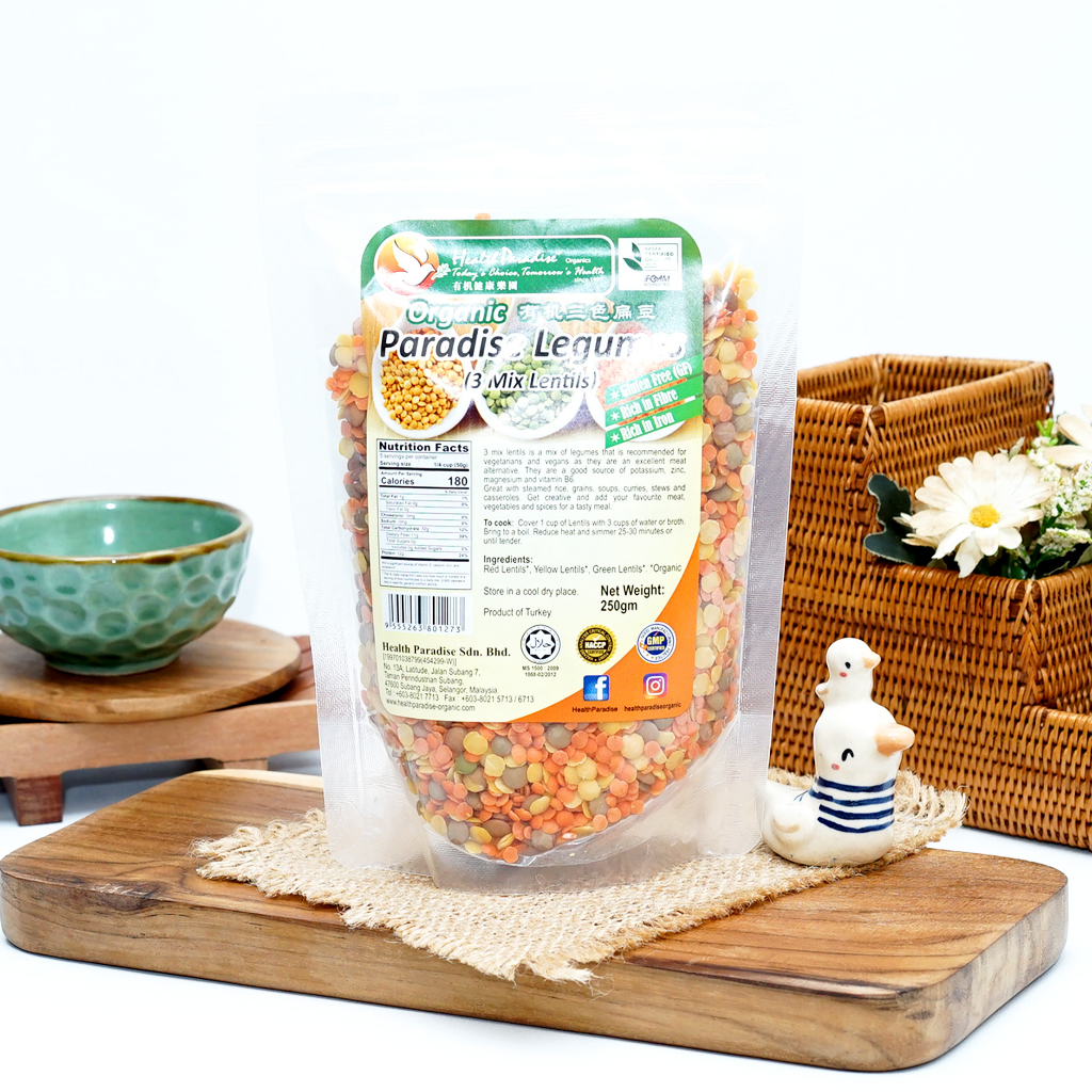 

Health Paradise Organic Paradise Legumes 3 Mix Lentils 250g