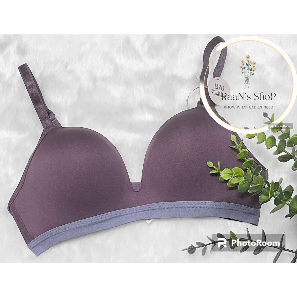Bra Pierre Cardin Tanpa Kawat Busa Tipis Warna Ungu Size 32 B Tipe 60262160B