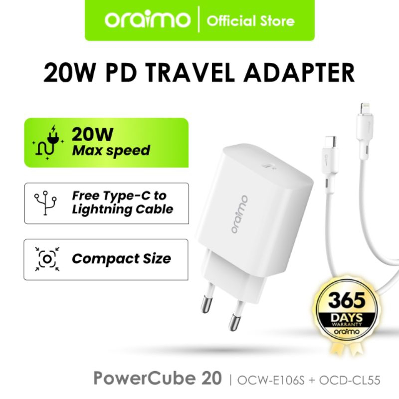 ORAIMO KABEL DATA TYEP C TO LIGHTNING 20W FAST CHARGING OCW-E106S+CL55