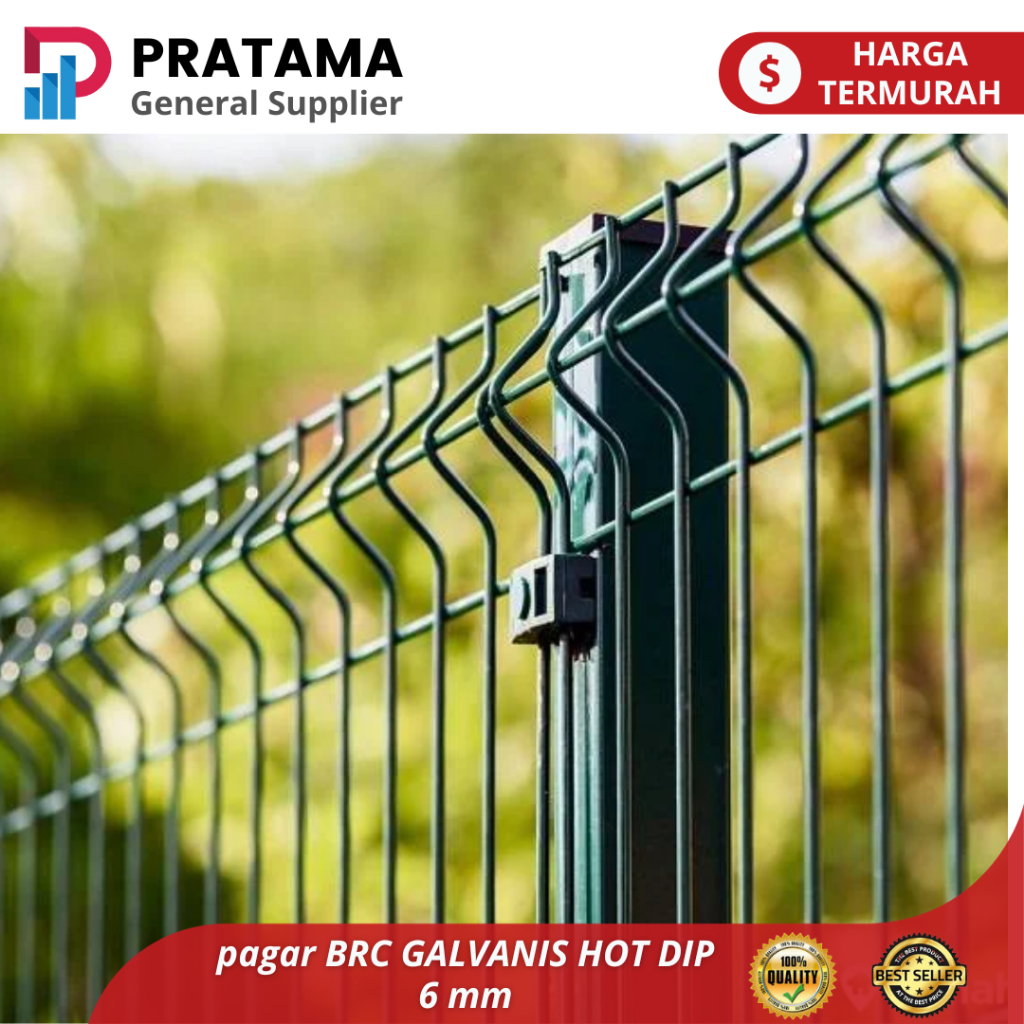 Pagar BRC Galvanis SNI 90 x 240 cm tebal 6mm Hot Dip Galvanis