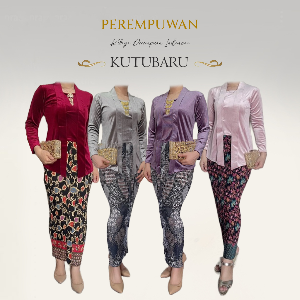 SAMAYA Set Kebaya Kutu Baru Bludru beludru Hitam Polos Premium Lengan Panjang size Dewasa dan Jumbo 