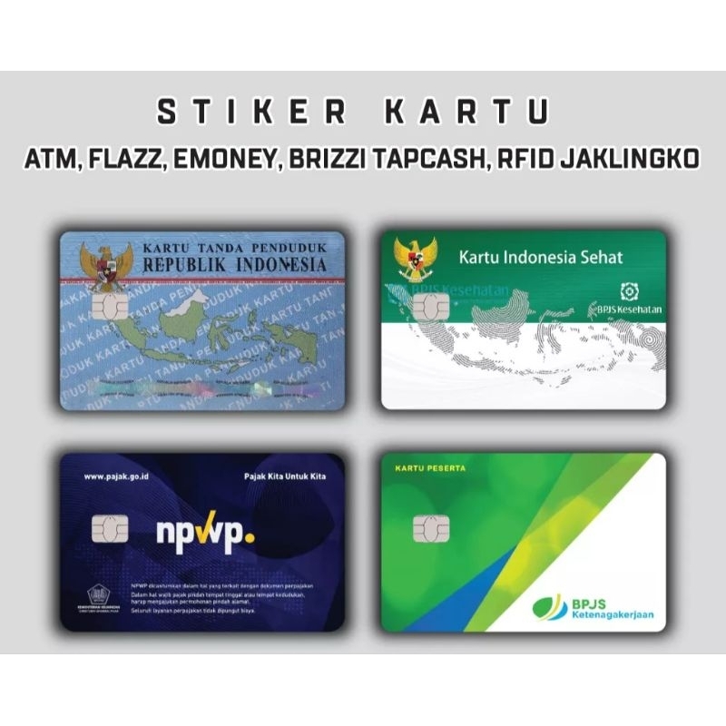 

Sticker | Stiker Skin Card KTP, KIS, BPJS, Vinyl + Laminating Glossy Stiker untuk Kartu ATM , Flazz, Debit, Kredit, E-toll, Tap cash BNI , E-money, Jakcard, Multitrip,
