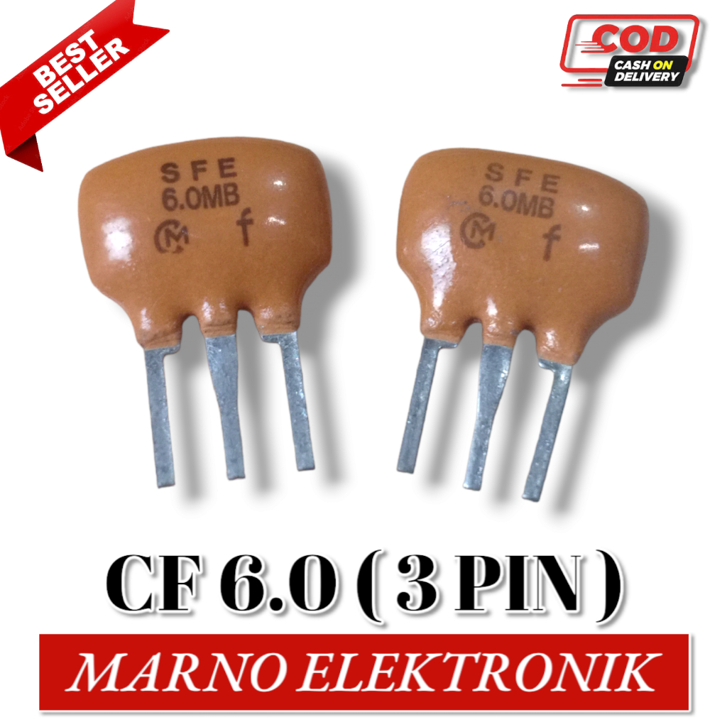 CERAMIC FILTER CF 6.0 6,0 6.0Mhz 6,0Mhz 3 PIN 3 KAKI PENDEK KERAMIK