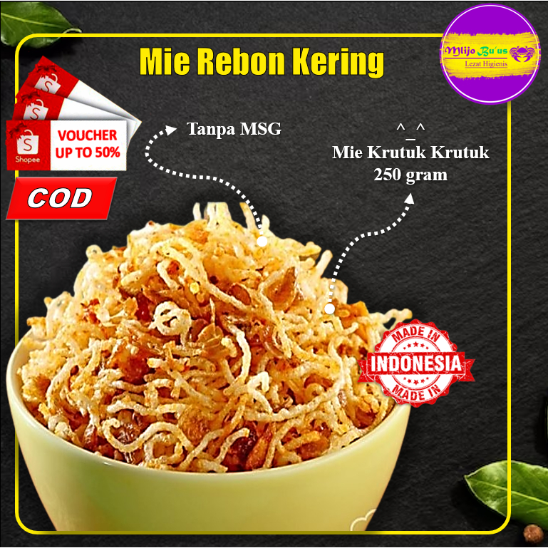 

Mie Bihun Rebon Kering Mie jadul-kekinian Rempah Gula Merah Original Mlijo Bu'us