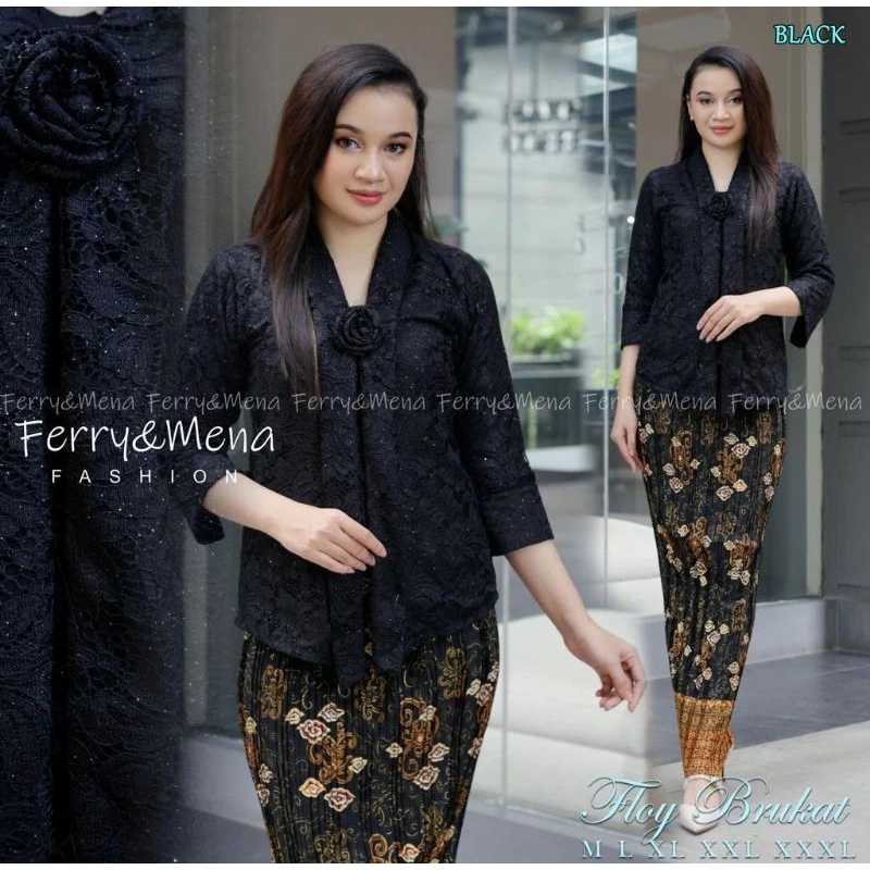 Terbaru Setelan Kebaya Kutu Baru Floy Brukat Jumbo XXXXL LD 130 Modern / Kebaya Wisuda / Kebaya Kond