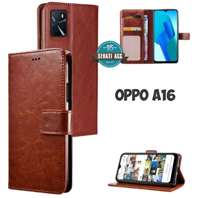 OPPO A16 cesing dompet flip cover leather case