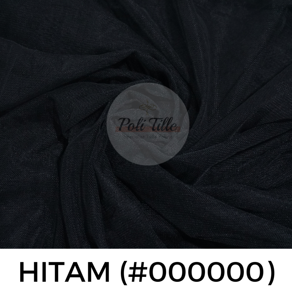 (HARGA PER 1 METER) kain tille HITAM - kain tille poly polos - tille halus - tile meteran - tile war