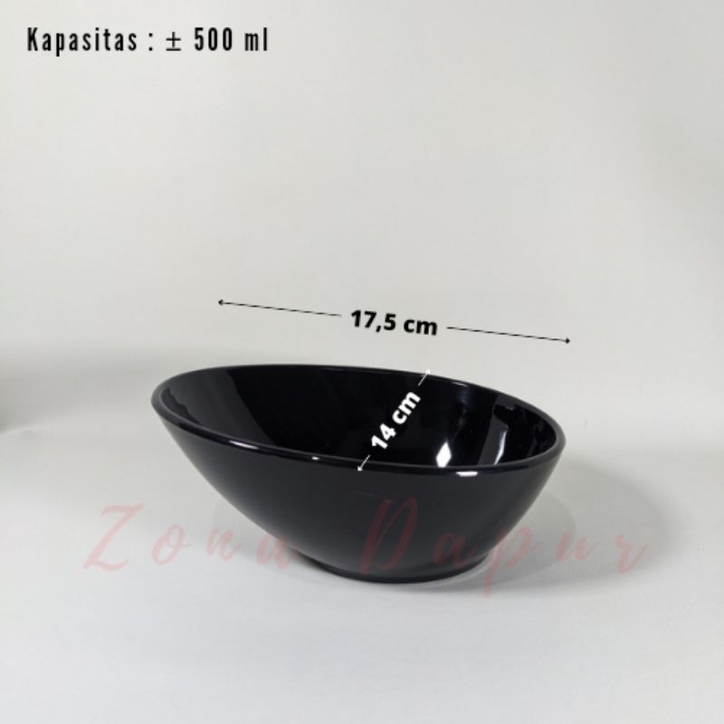 (6 pcs / 1 lusin) - Mangkuk Oval Lengkung Semi Melamine Dinnerware, Mangkok Saji Semi Melamine