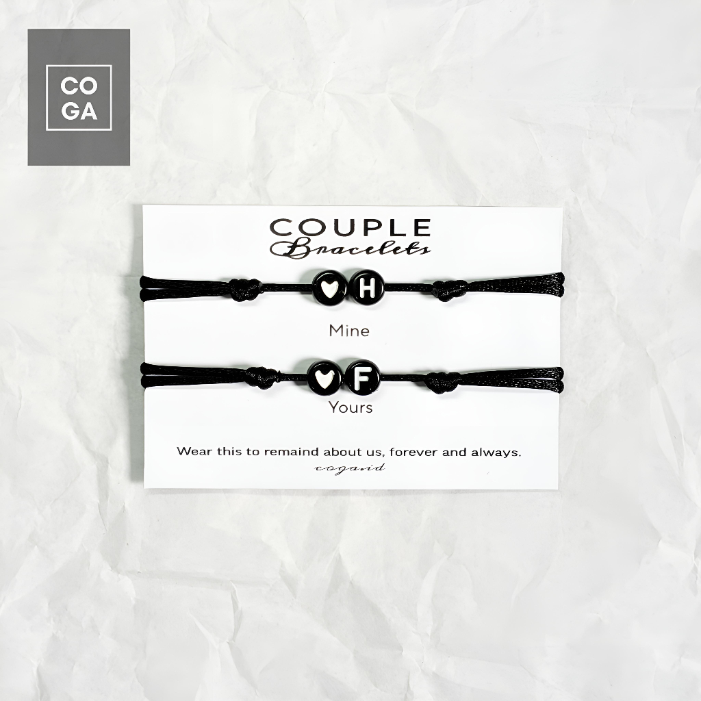 (2 gelang) Gelang Couple Love Huruf (A - Z) Inisial Nama Pria Wanita Gelang Pasangan Simple