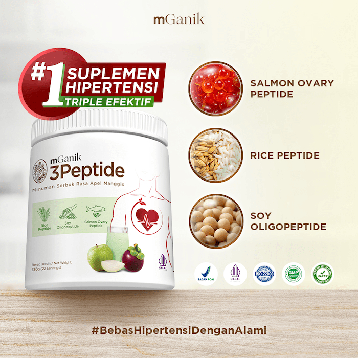 

mGanik 3Peptide utk Hipertensi 330 gram, rasa Apel manggis