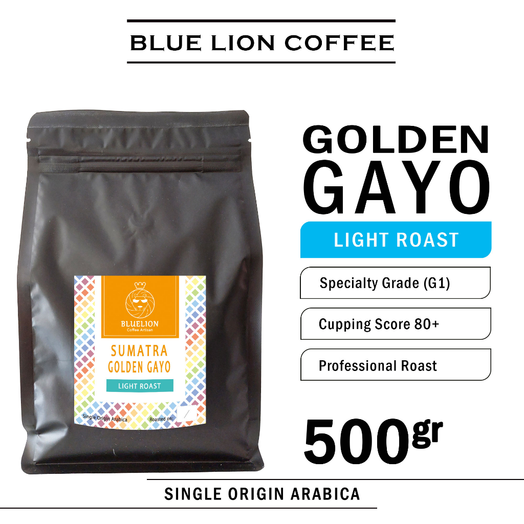 

Blue Lion Coffee Aceh Golden Gayo 500 gram Light Roast Single Origin Arabica Kopi Biji Bubuk