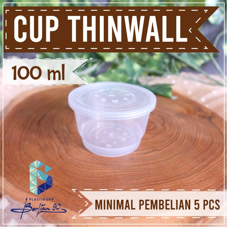 Thinwall CUP 100ml + Tutup / Cup Puding Mini 100ml Thinwall Slime Sambal Merpati Cup Tahan Panas 100