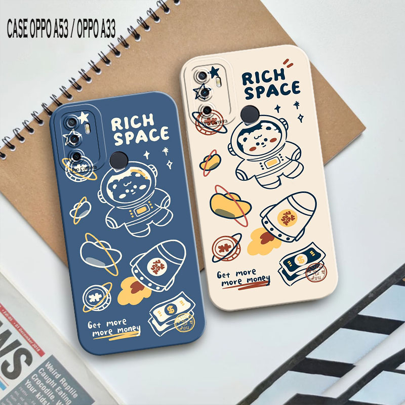 Softcase Custom Oppo A53 2020 / Oppo A33 2020 Motif Kartun Astronot Nasa Kekinian Case Hp Murah Casi