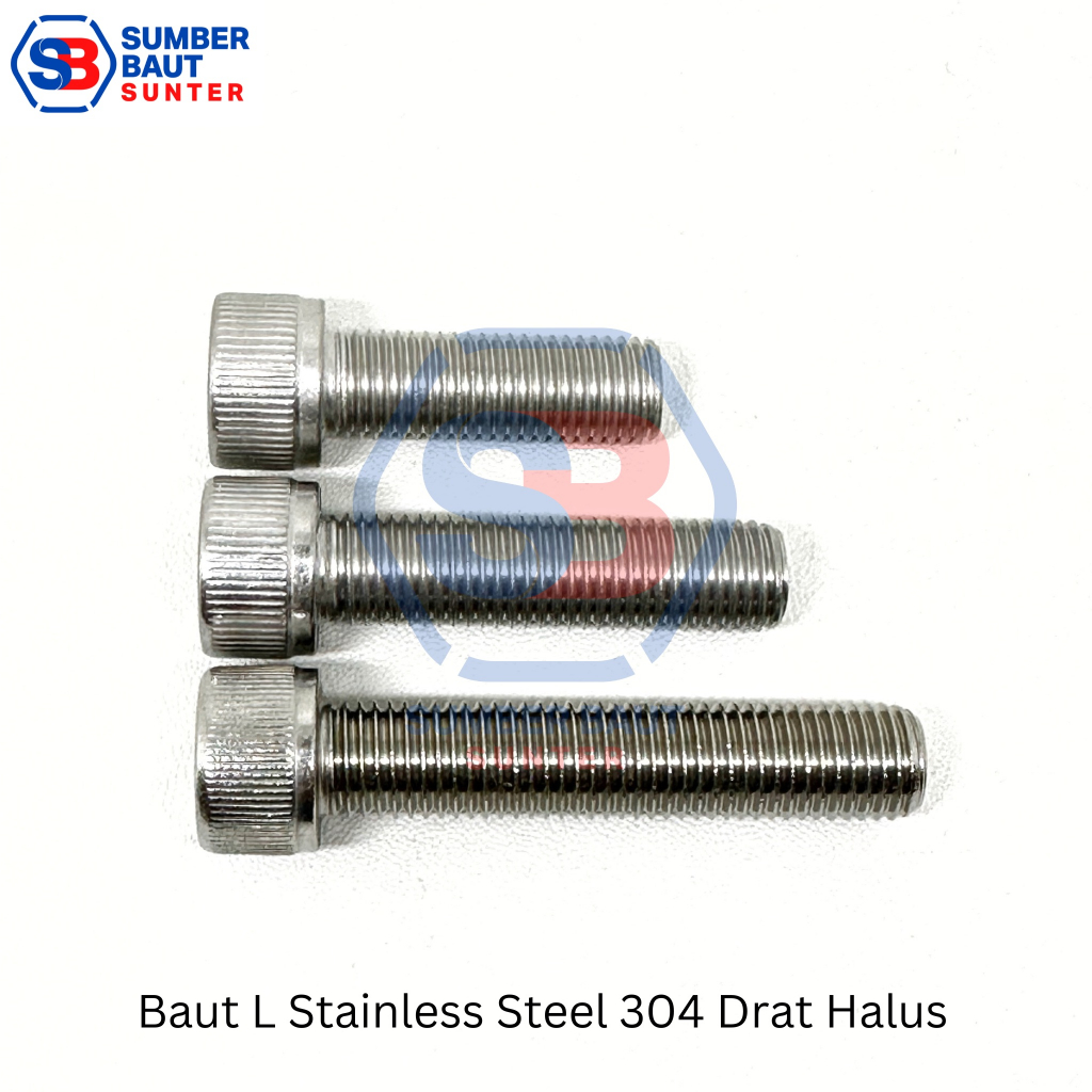 M10 x 1.25 x 40 Baut L Drat HALUS Stainless SS 304 Head Socket Screw