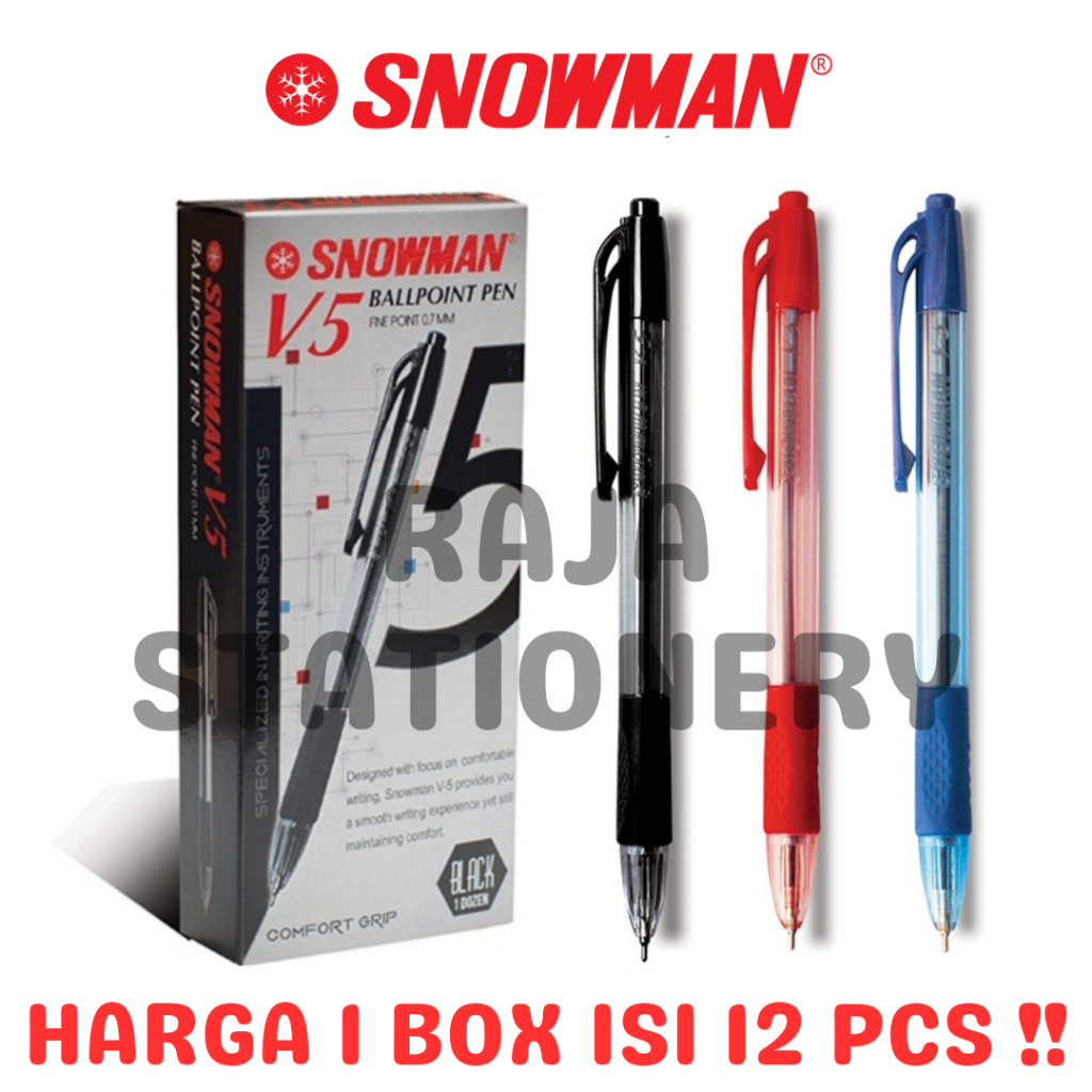 

SNOWMAN BALL PEN CLICKER BLACK BLUE RED PENA PULPEN CETEK SNOWMAN V5 HITAM BIRU MERAH LUSIN [12PCS]