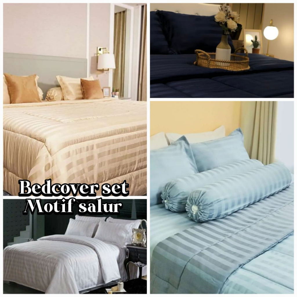 Bedcover set salur 1 set bed cover motif salur berbagai macam warna ukuran 90x200 120x200 160x200 180x200 200x200