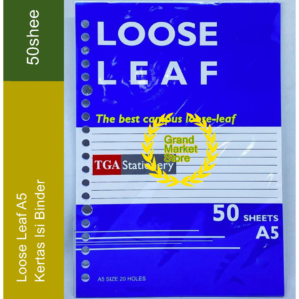 

Loose Leaf Isi Kertas File Binder Loose Leaf A5 TGA Stationery Isi Binder 50 Sheets 20 Holes