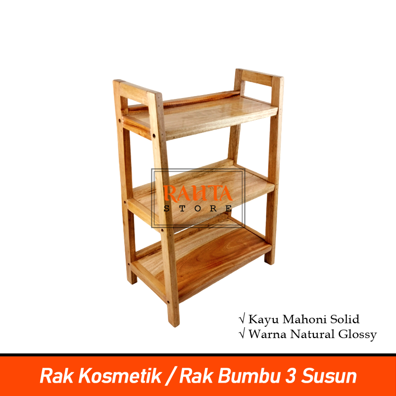 KT66-Kaki Huruf A 3 susun Rak Kosmetik/Rak Bumbu 3 susun/Rak kayu serbaguna