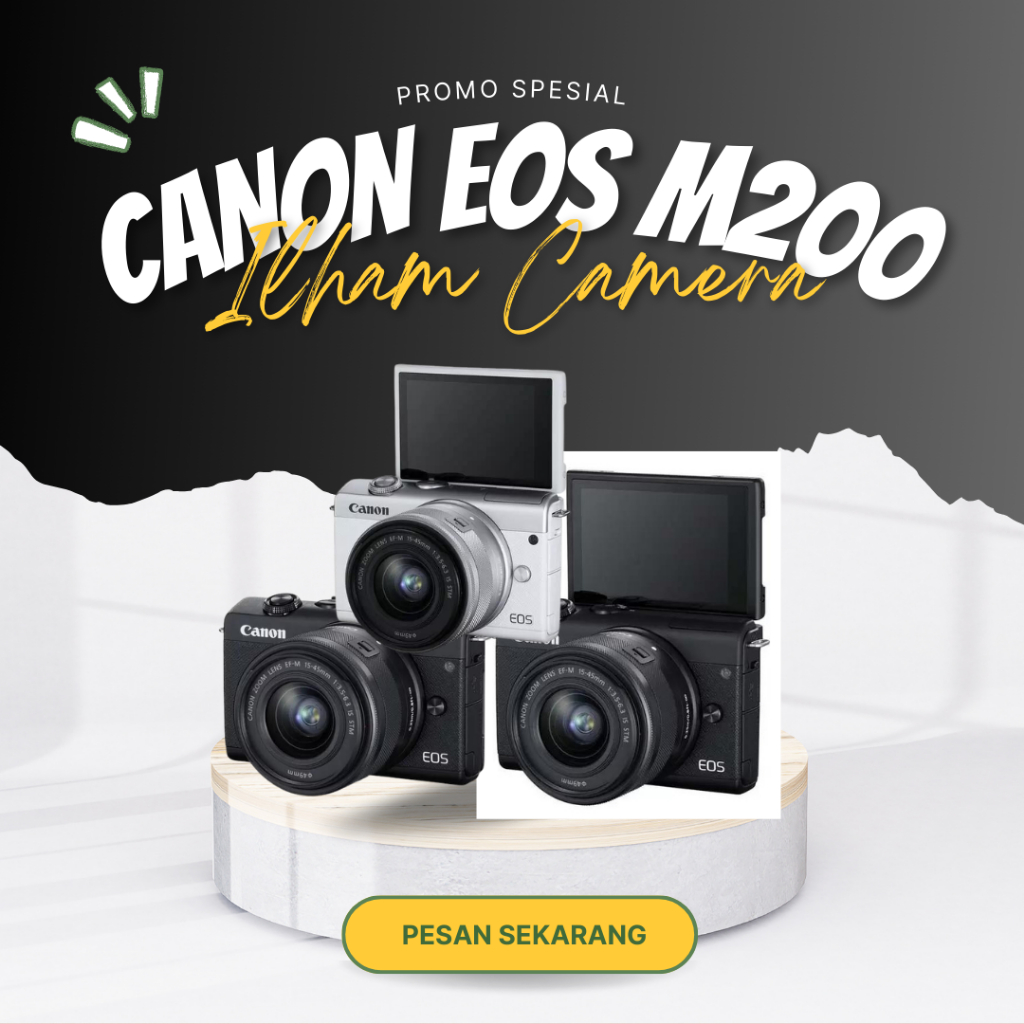 Kamera Vlog Pemula CANON M200 + KIT HITAM