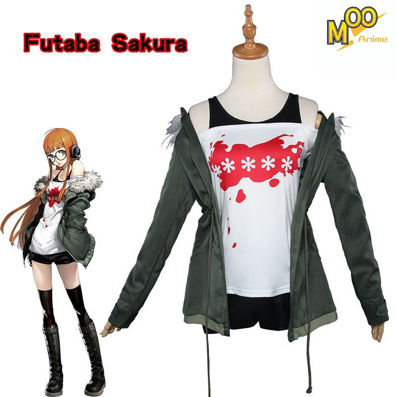 Persona 5 Futaba Sakura Cosplay Costume Sakura cosplay Set and Sakura wig