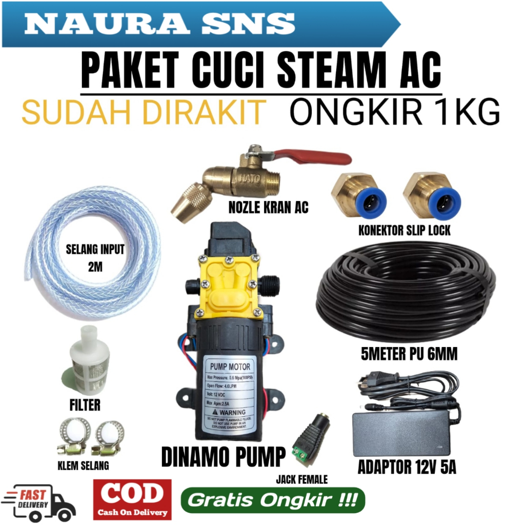 Alat Cuci Ac Jet Steam Ac pompa Dc 12v 100psi Lengkap Siap Pakai Paket Alat Cuci AC
