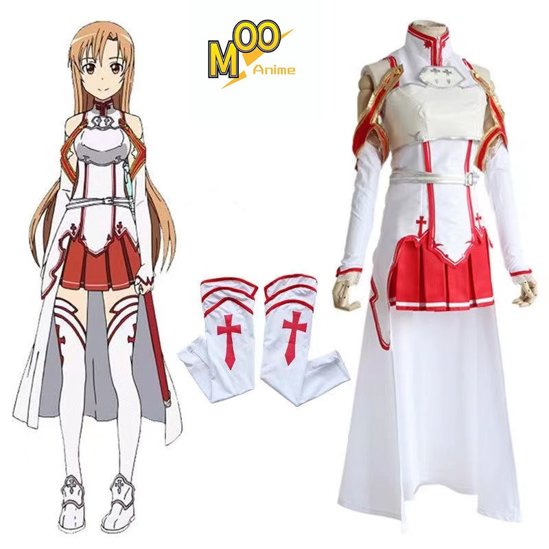 Sword Art Online SAO Yuuki Asuna cosplay costume Asuna cosplay Set and wig and shoes