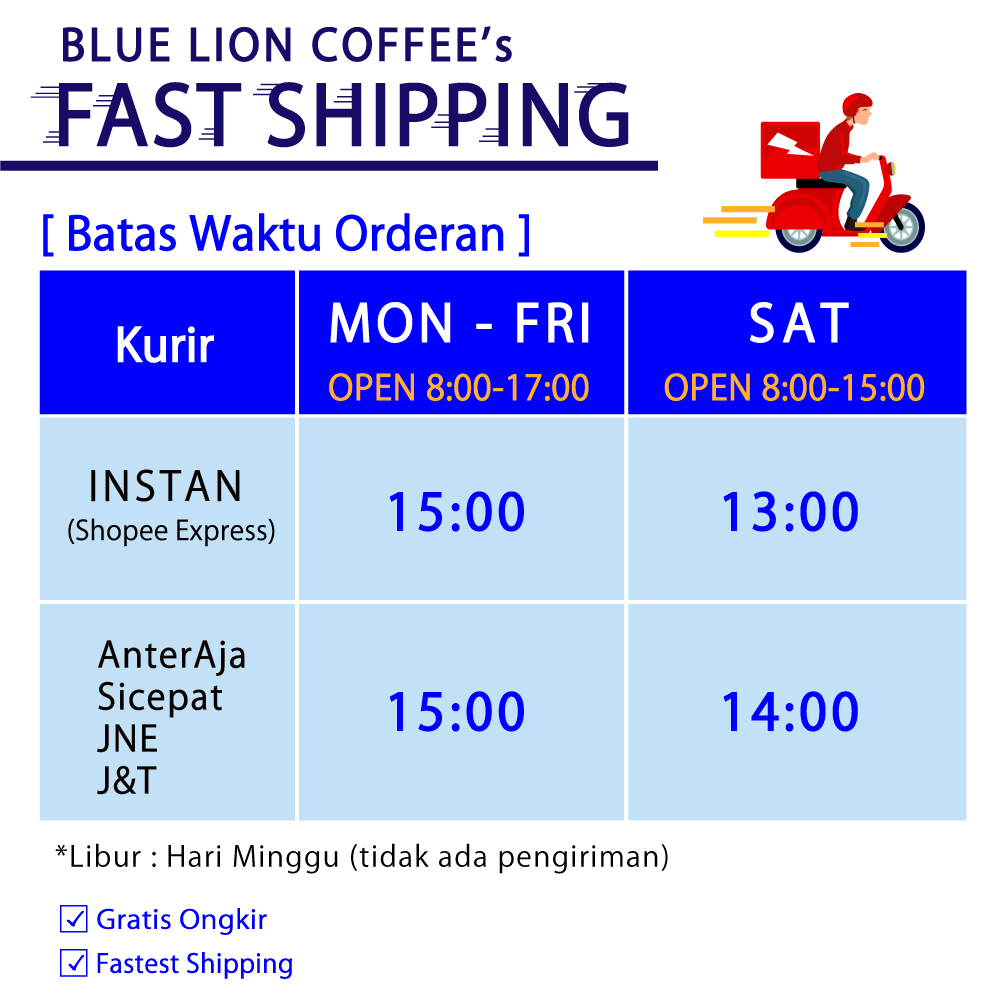 

Blue Lion Coffee Bali Kintamani 500 gram Light Roast Biji Kopi Bubuk Single Origin Arabica