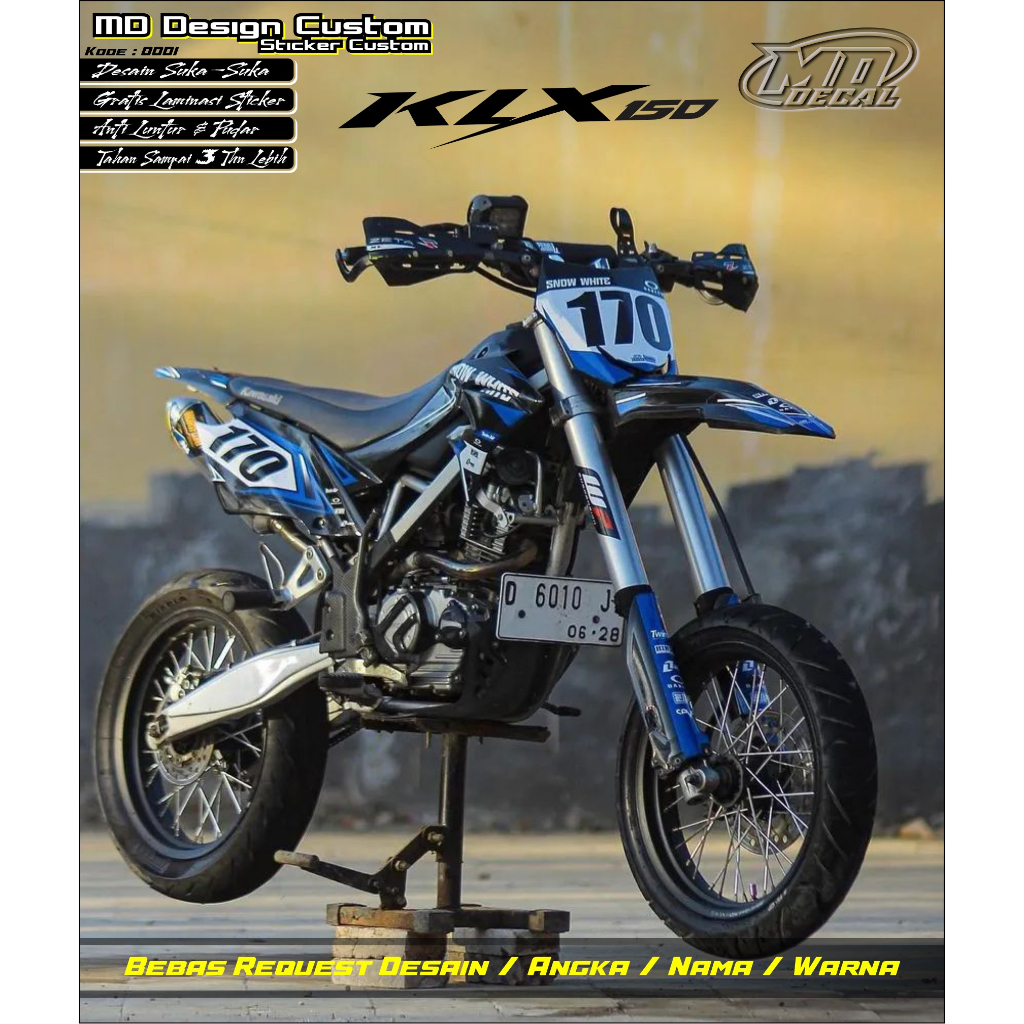 0012 STICKER DECAL KLX 150 BF FULL BODY BEBAS REQUEST DESAIN TERBARU - STIKER VARIASI KLX BF TERBARU