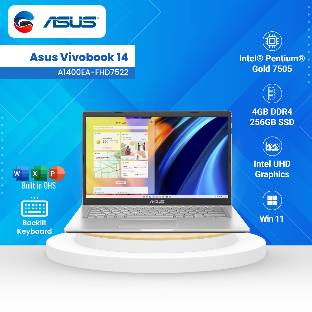 ASUS Laptop Vivobook A1400EA-FHD7522 Intel 7505 4GB/256GB Silver