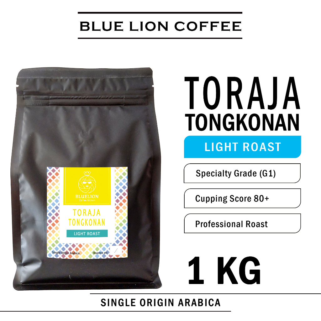 

Blue Lion Coffee Toraja Tongkonan 1 KG Light Roast Biji Kopi Bubuk Single Origin Arabica Sapan