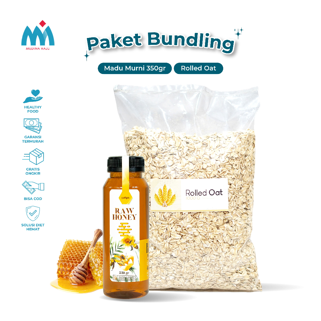 

[Paket Murah] Sarapan Sehat Rolled Oat 1 Kg + Madu Murni 350 gr