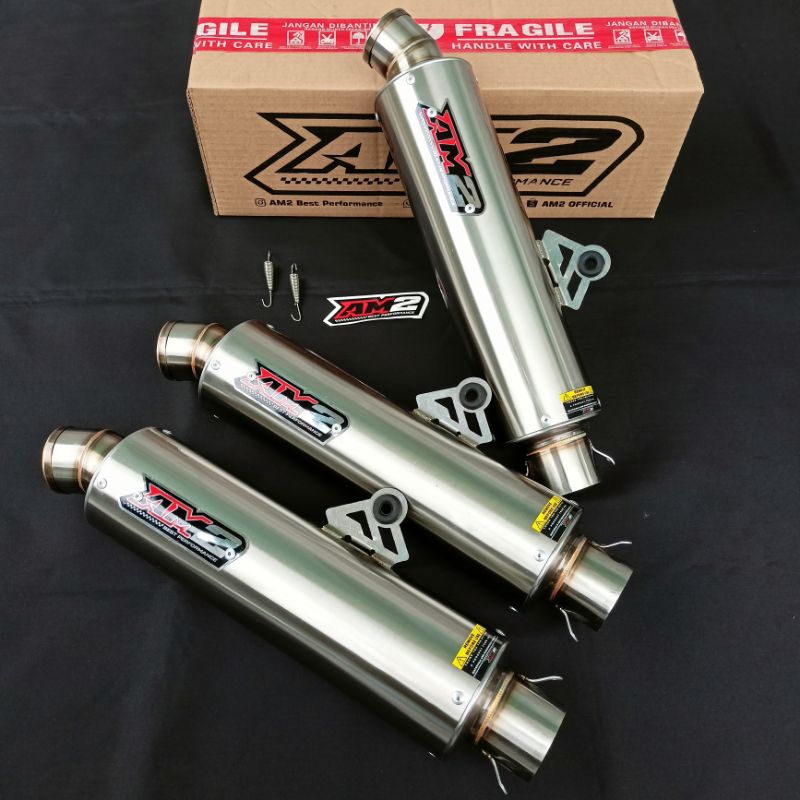 Silincer Knalpot Racing Original AM2 Best Performance P30 Bulat Rata inlet 50mm Cb Gl Megapro Tiger