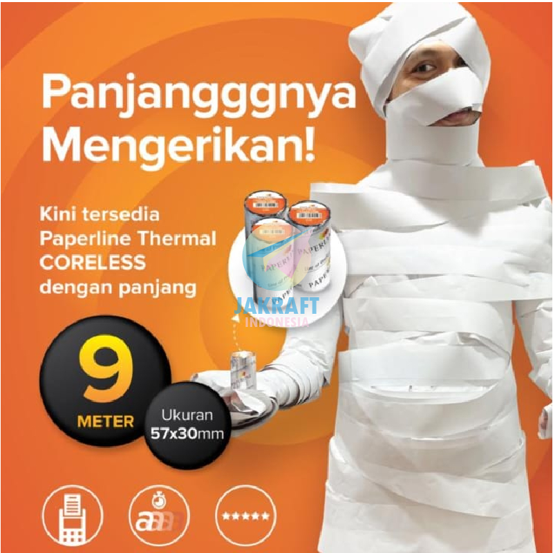 

(10 Roll) Kertas Thermal Paper PAPERLINE 57 x 30 | 57x30 EDC Debit Credit Card