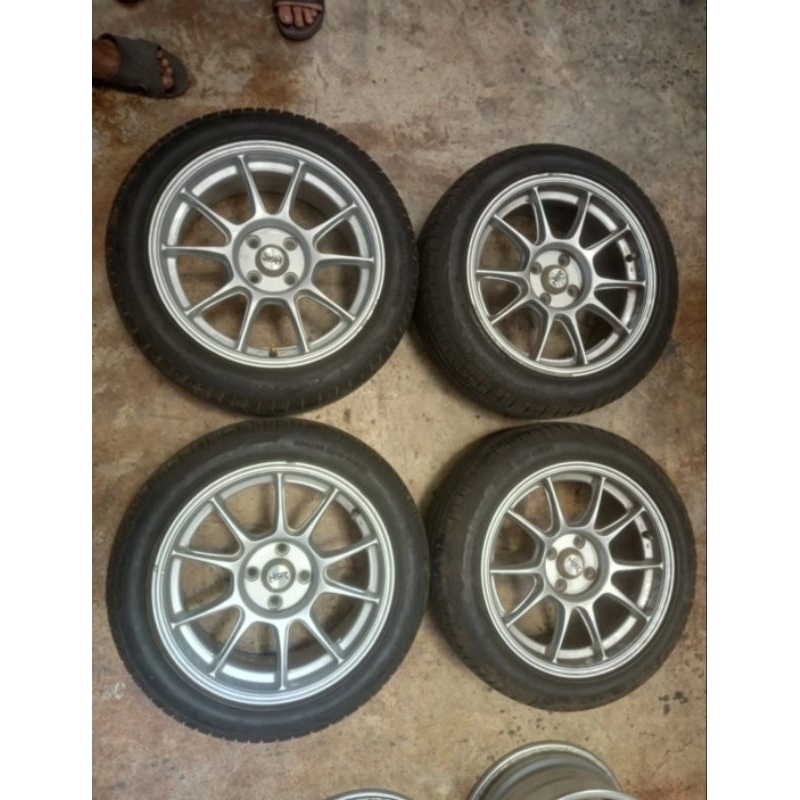 Velg Mobil Bekas Rscing Ring 16 Lebar 7 Pcd 4x100 + Ban 205 50 16 HSR Zico